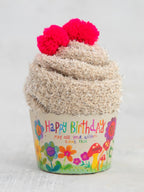 MEIA CUPCAKE "HAPPY BIRTHDAY"