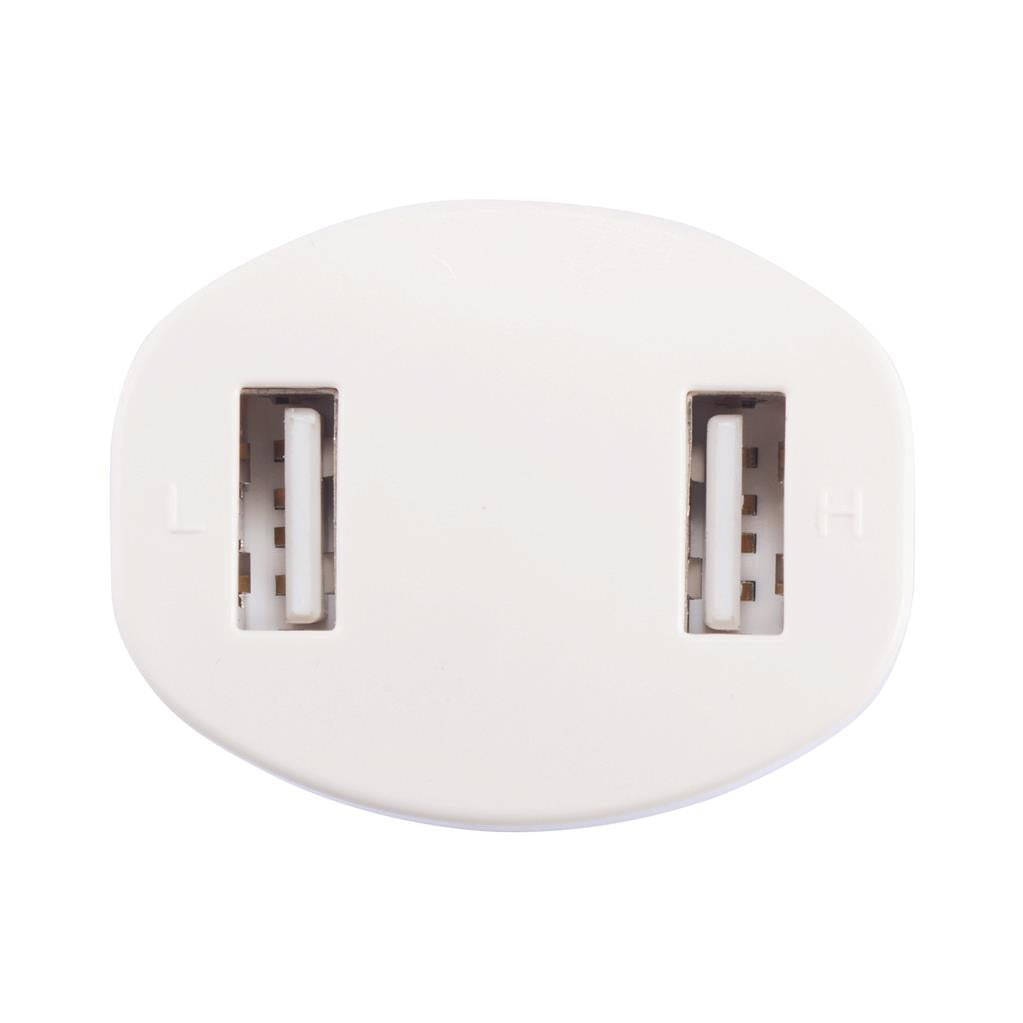 CARREGADOR 2 PORTAS USB PARA CARRO BRANCO