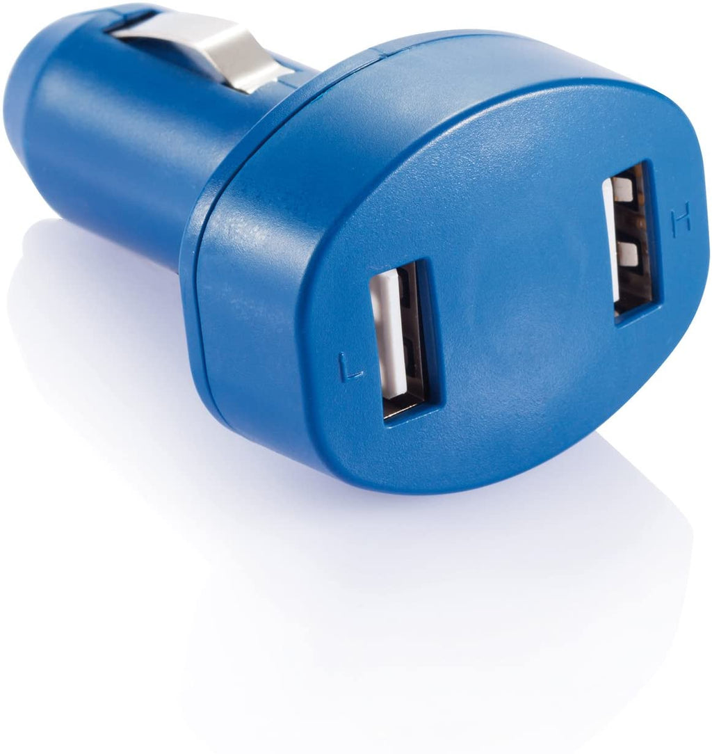 CARREGADOR 2 PORTAS USB PARA CARRO AZUL